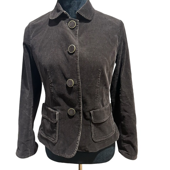 Talbots Womens Brown Corduroy Blazer Business Casual Size 4P - Picture 1 of 10